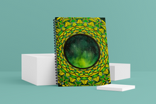 Load image into Gallery viewer, Starry Night Wellness Journal. The cover shows the aurora borealis in the night sky, surrounded by a mandala pattern
